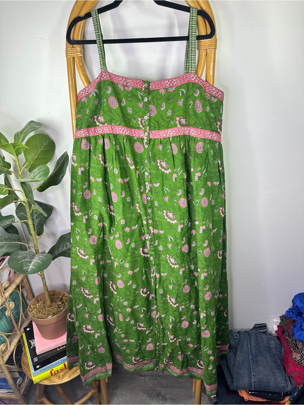 Natural Life Pink and Green Maxi Dress sz XL